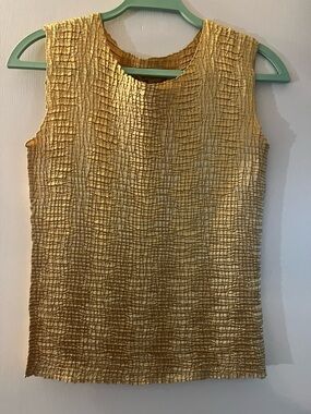 RAFAEL Metallic Gold Crinkle Sleeveless Tank